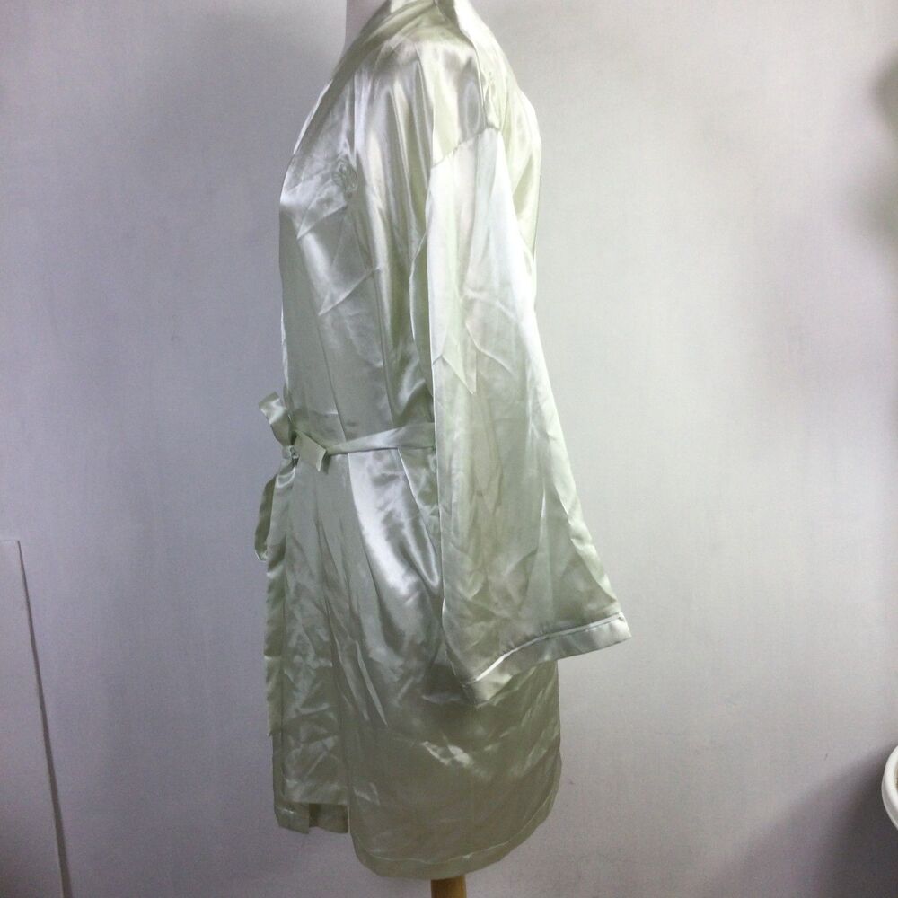 Oscar De La Renta Womens Logo Belted Satin Robe With Gown Set Green Size XL - Picture 6 of 16
